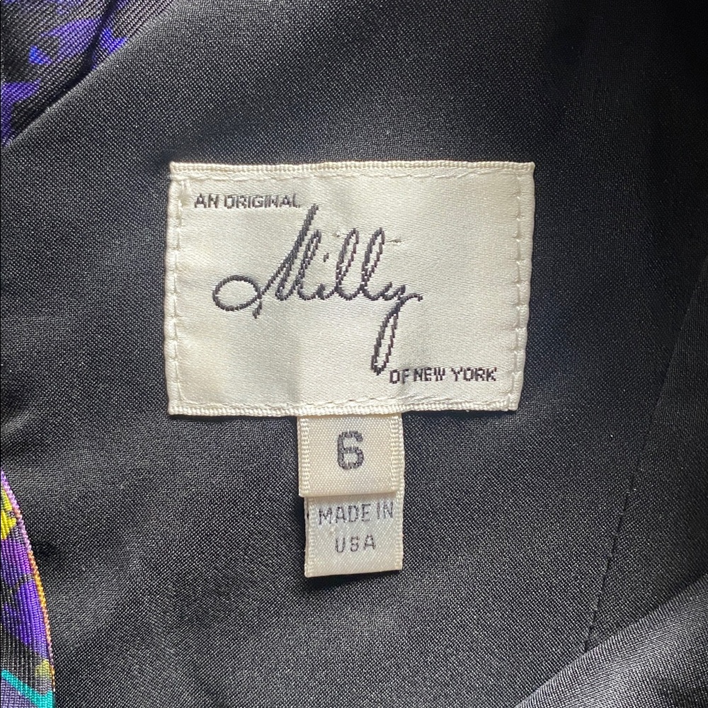 MILLY of NEW YORK Silk Sheath Dress Womens Sz 6 Abstract Brushstroke Multicolor - Picture 4 of 8